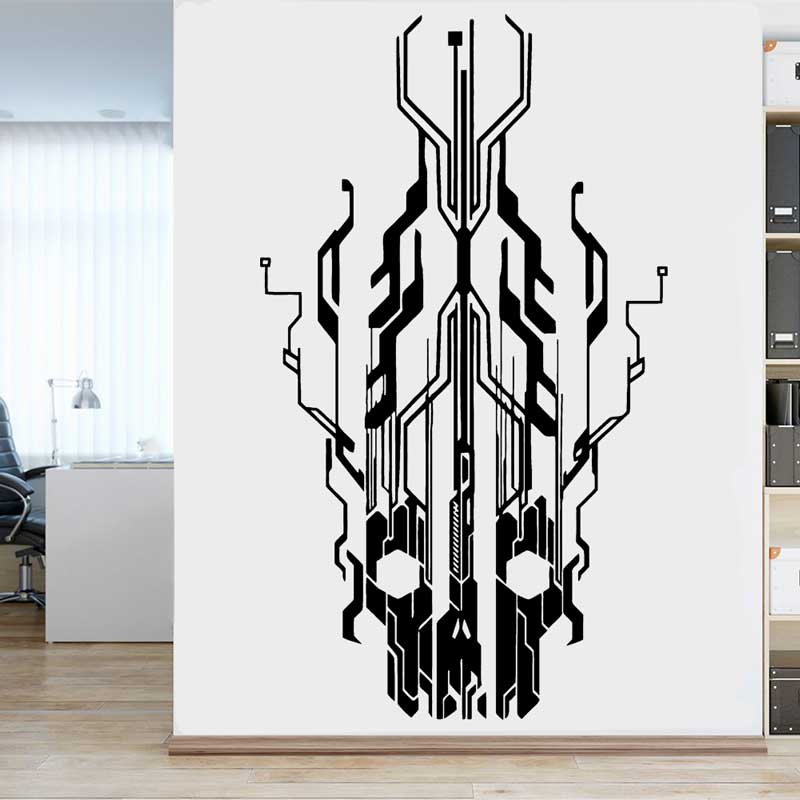 Office Tech Furniture - Chip Circuit Tech Skull Adesivo da