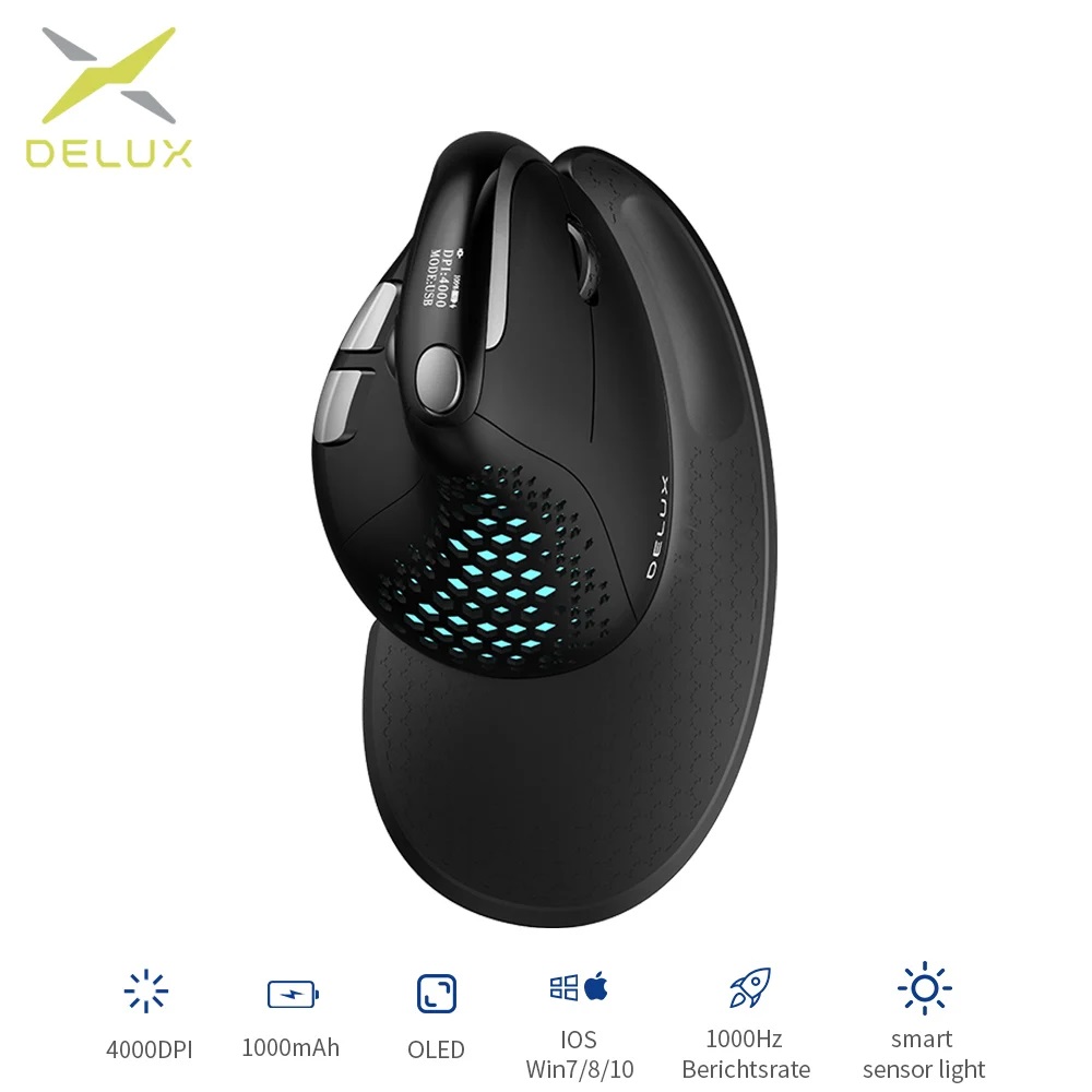 Ergonomic Mouse Vertical - Delux M618XSD Seeker Mouse verticale ergonomico