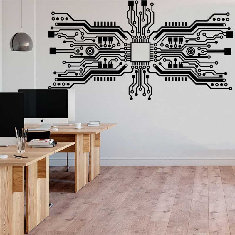 Office Tech Furniture - Circuito stampato Chip Wall Sticker tecnologia