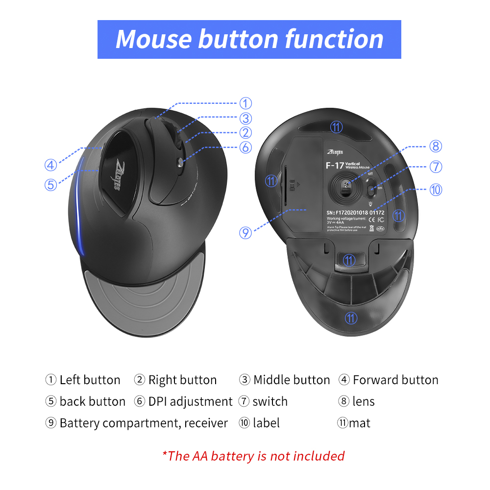 ZELOTES F-17 Mouse verticale M - Ergonomic Mouse Vertical recensione e prezzo